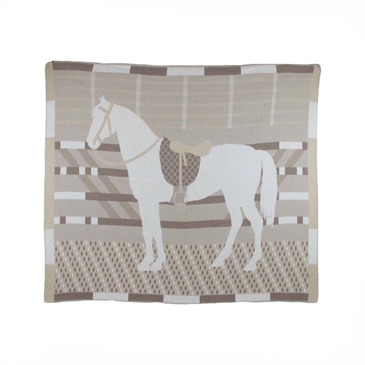 Equestrian Cheval - Cotton Sustainable Knit Patterned | Stripes Throw Blanket