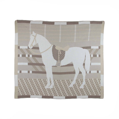 Equestrian Cheval - Cotton Sustainable Knit Patterned | Stripes Throw Blanket