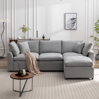 Down Filled Sectional Sofa in Grey