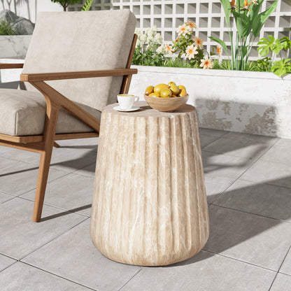 Indoor/Outdoor Cleme Carved Side Table - Gold
