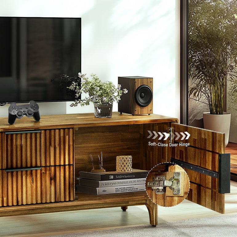 Megsu Bosk Wood Fluted TV Stand - 2 Colors