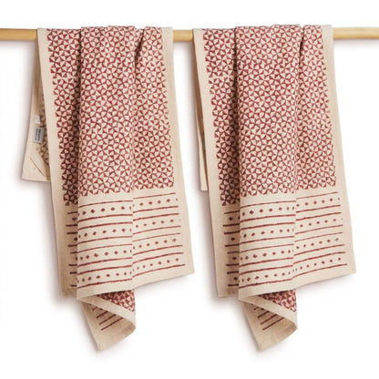 Hand Block Printed Kitchen Towels - Set of 2