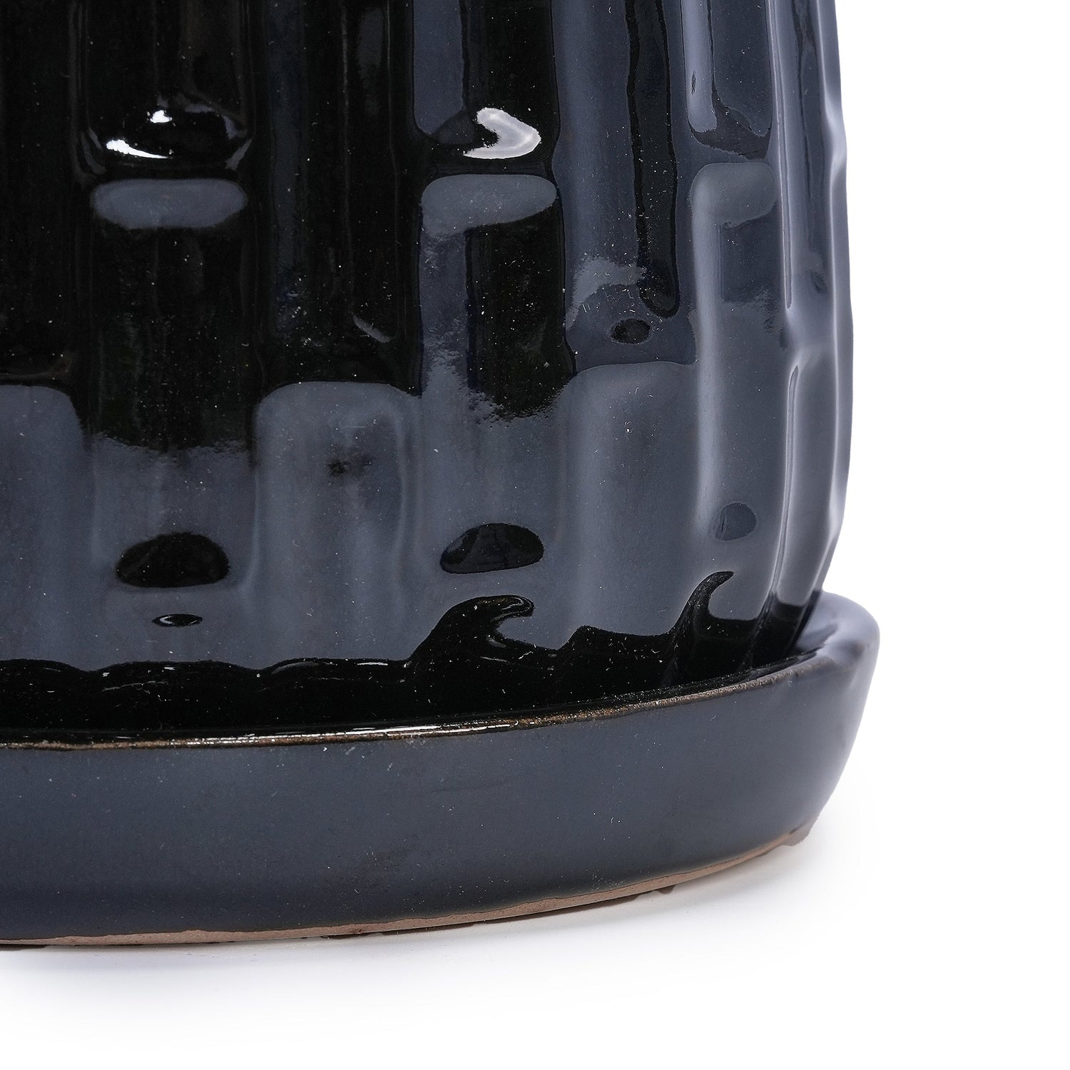Set of 2 Patterned Ceramic Flowerpots - Black