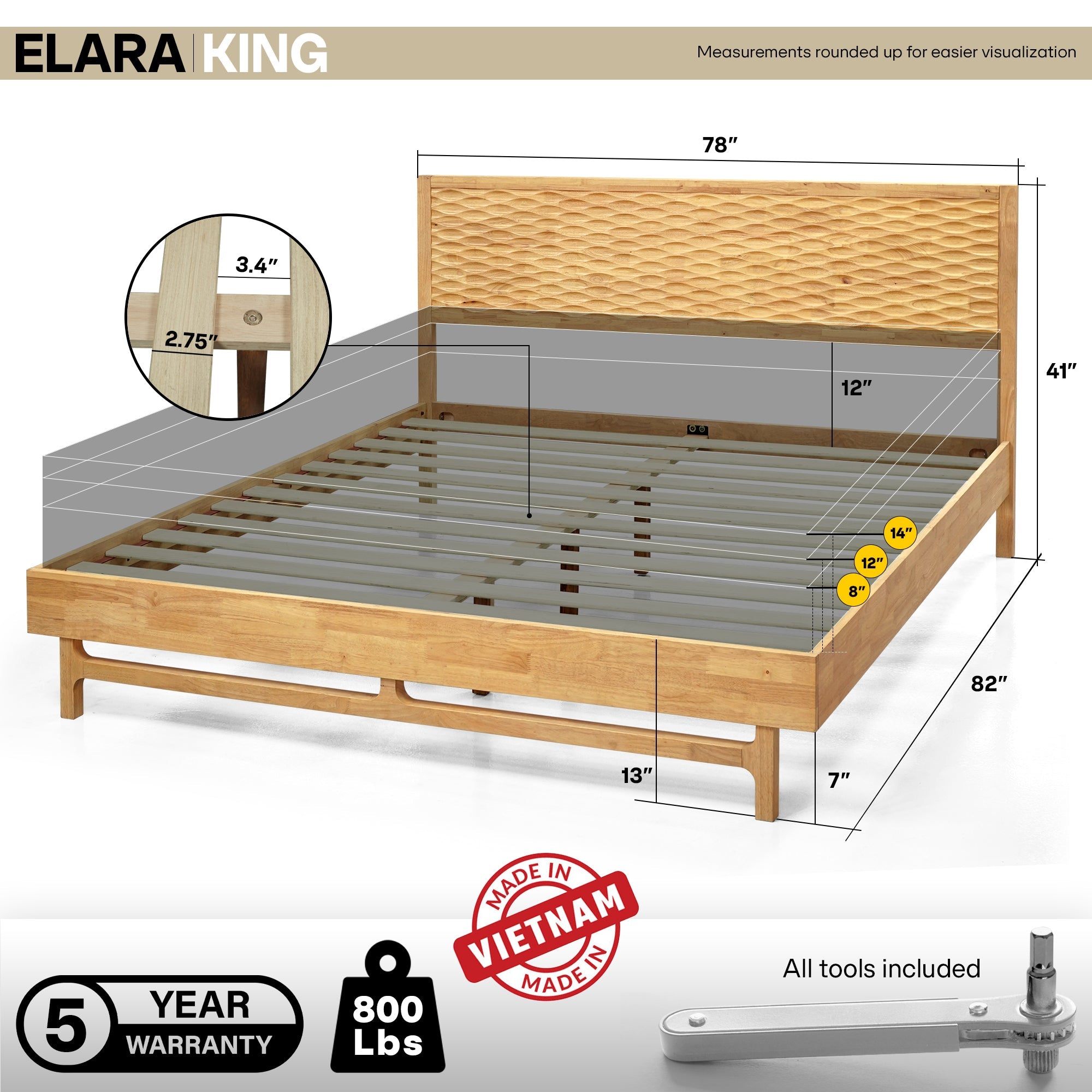 Acacia Elara Platform Bed Frame - 3 Finishes