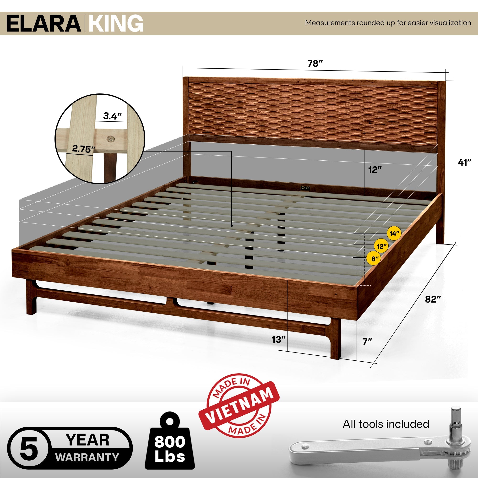 Acacia Elara Platform Bed Frame - 3 Finishes