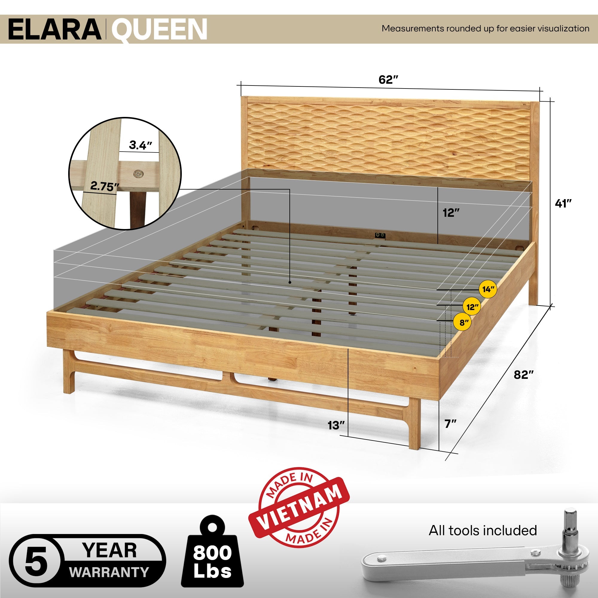 Acacia Elara Platform Bed Frame - 3 Finishes