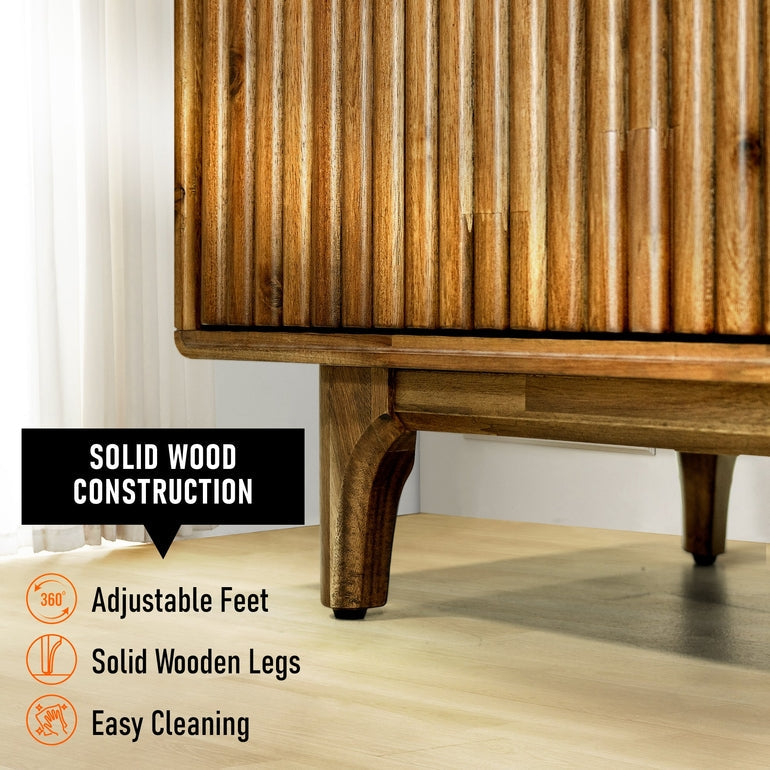 Megsu Bosk Wood Fluted TV Stand - 2 Colors