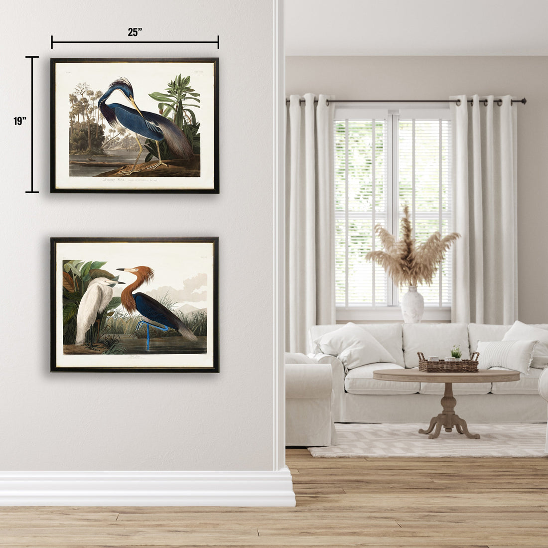 Two Herons in Black and Copper Frame - 24 x 18 inch
