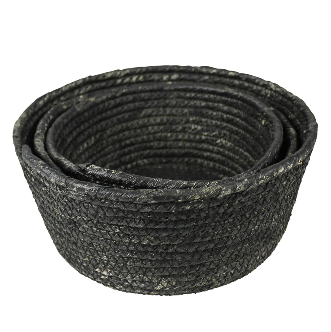 Black Woven Natural Fiber Bowls