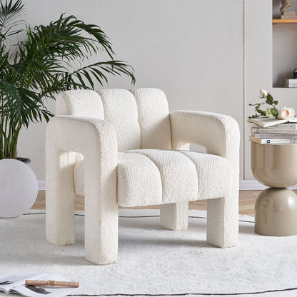White Boucle Upholstered Accent Chair