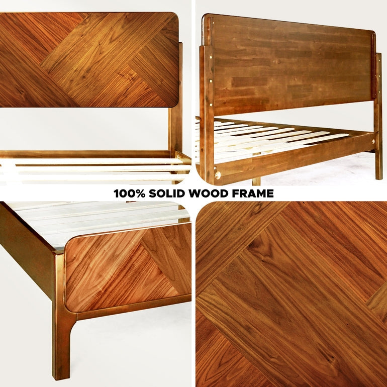 Bifrost Platform Bed Frame With Headboard in Caramel or Walnut Finish