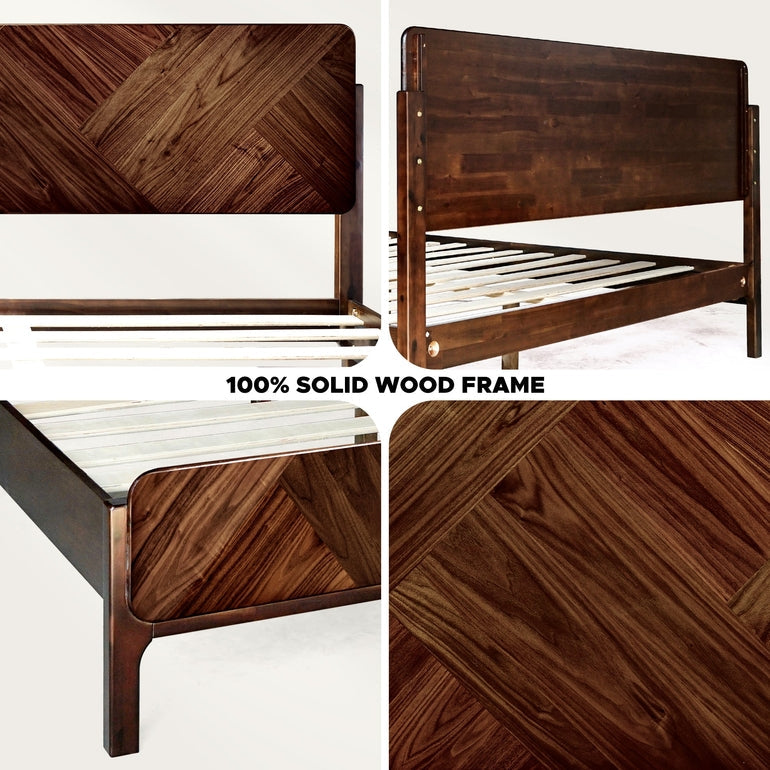 Bifrost Platform Bed Frame With Headboard in Caramel or Walnut Finish