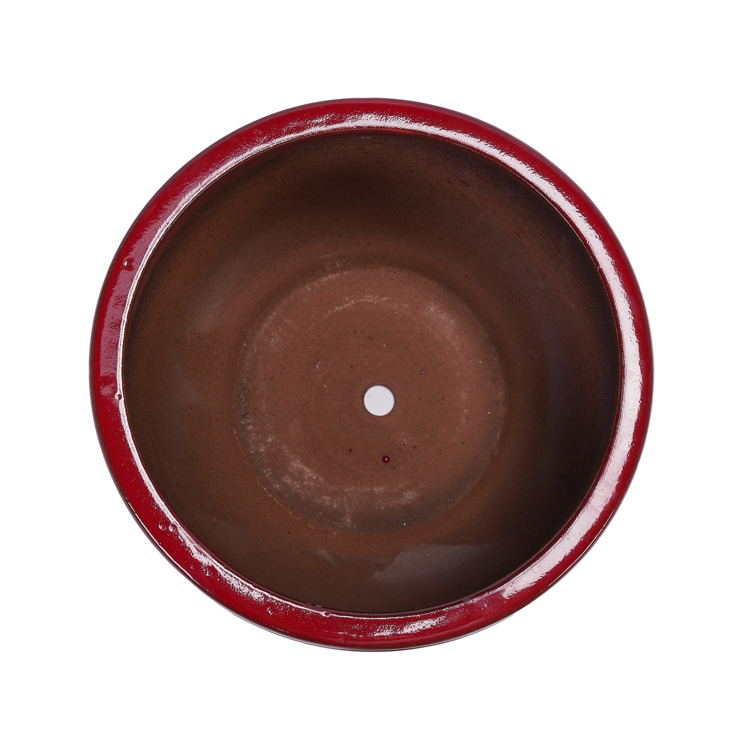 Set of 3 Ceramic Flowerpots - Bean Paste Red