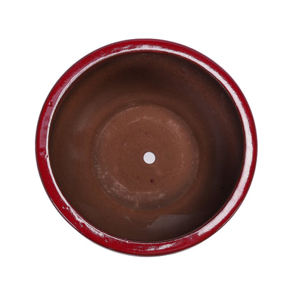 Set of 3 Ceramic Flowerpots - Bean Paste Red