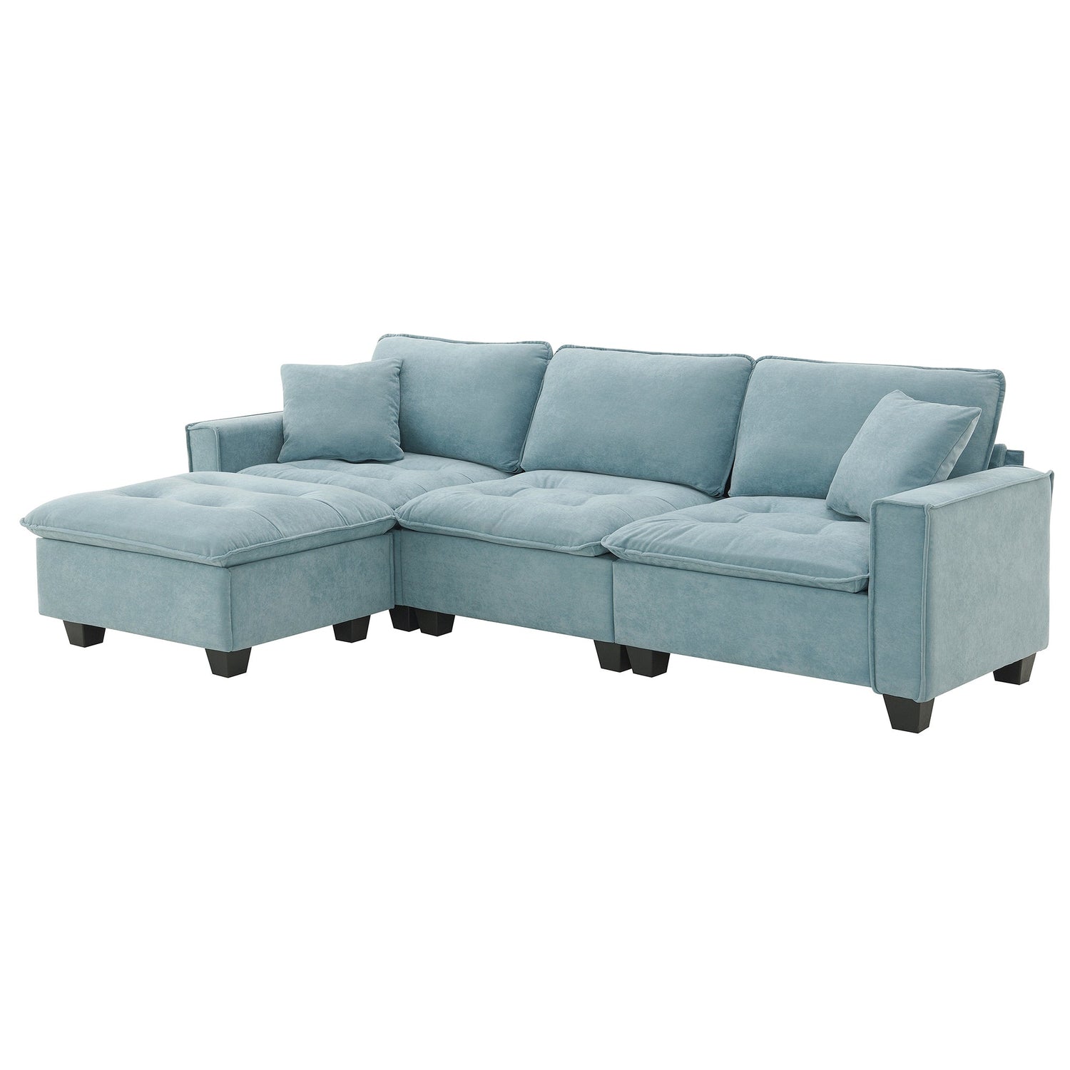 Modern Reversible Sofa Sectional in Sky Blue
