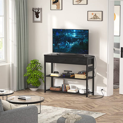 Black Console Table With USB Ports And Outlets