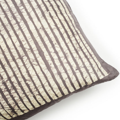 Maple Black Hand Wax Block Printed Stripes Mulberry Silk Pillow