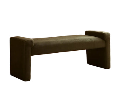 Green Upholstered End Of Bed Bench Curved Wood Frame