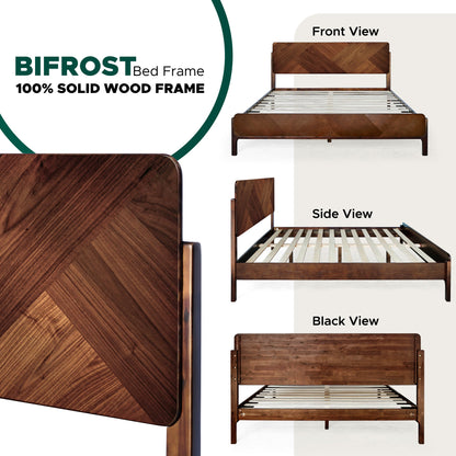 Bifrost Solid Wood Bed Frame in Walnut or Caramel