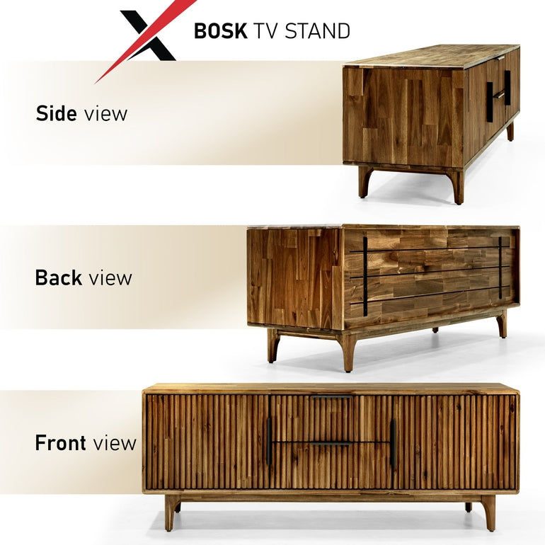 Megsu Bosk Wood Fluted TV Stand - 2 Colors