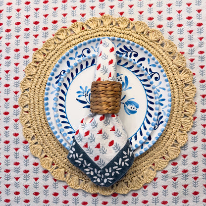 Claire Blockprint Dinner Napkin in Poppy - Set of 4
