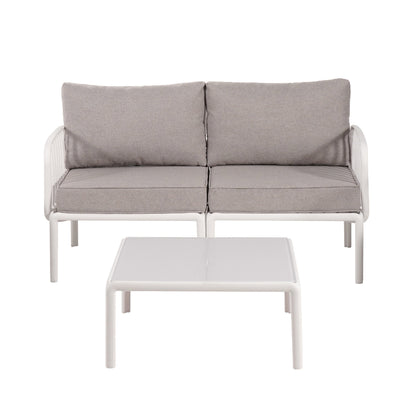 3 Piece Patio Conversation Set - White &amp; Gray