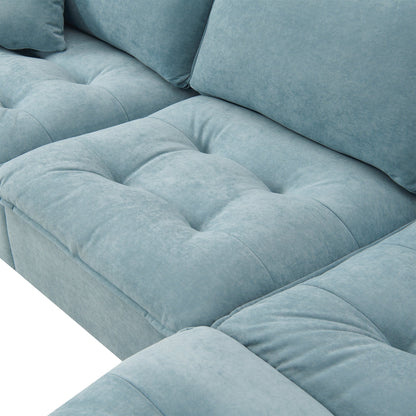 Modern Reversible Sofa Sectional in Sky Blue