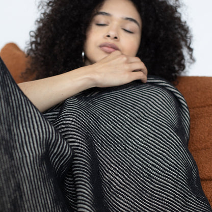 Ribbed Organic Cotton Knit Throw Blanket