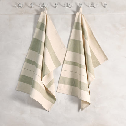 Set of 2 Handwoven Artisan Striped Kitchen Towels - 4 Colors