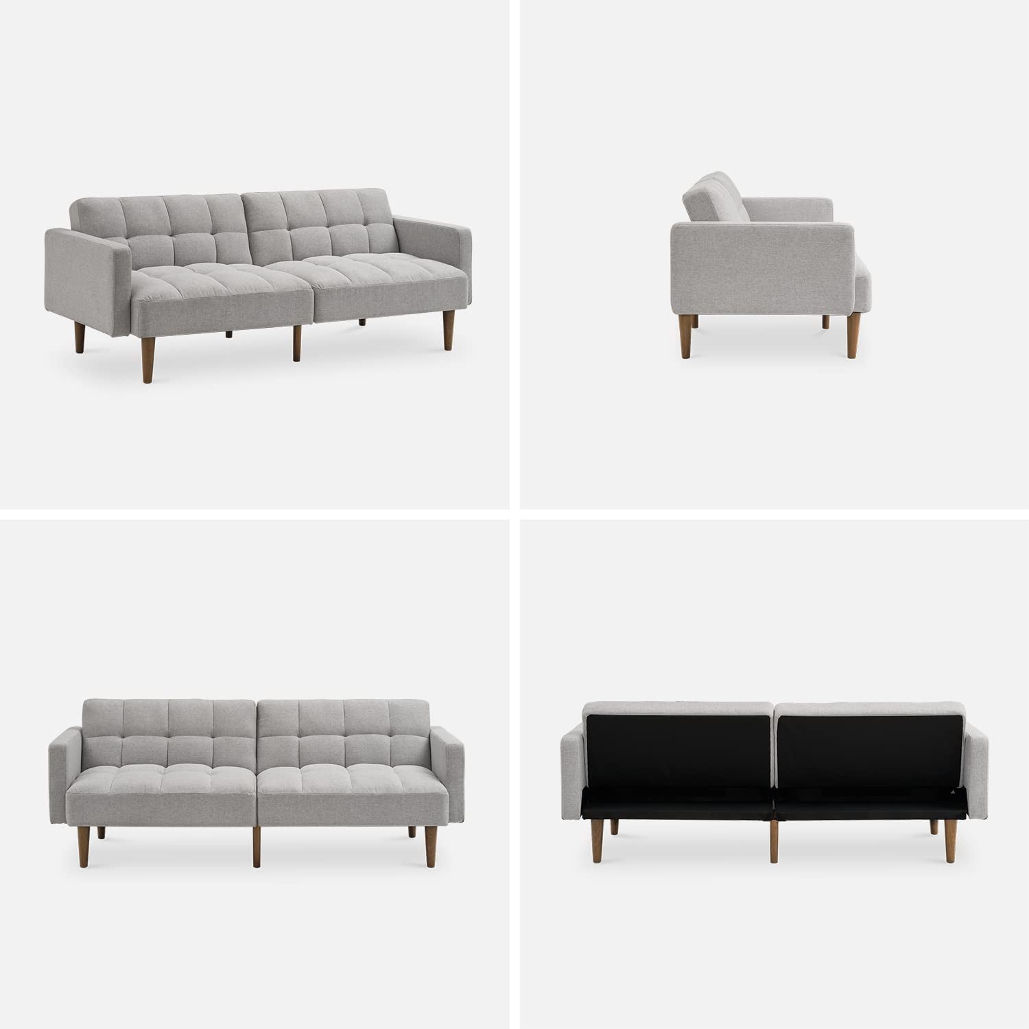 Light Gray Fabric Futon Sofa Bed