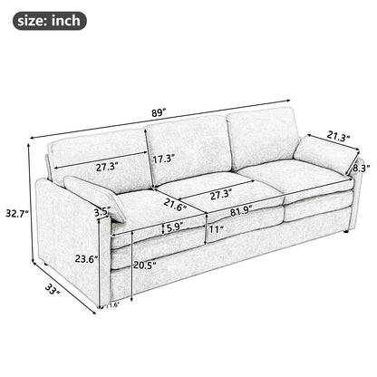 Cozy Upholstered Oversized 3-Seater Cloud Sofa in Dark Gray