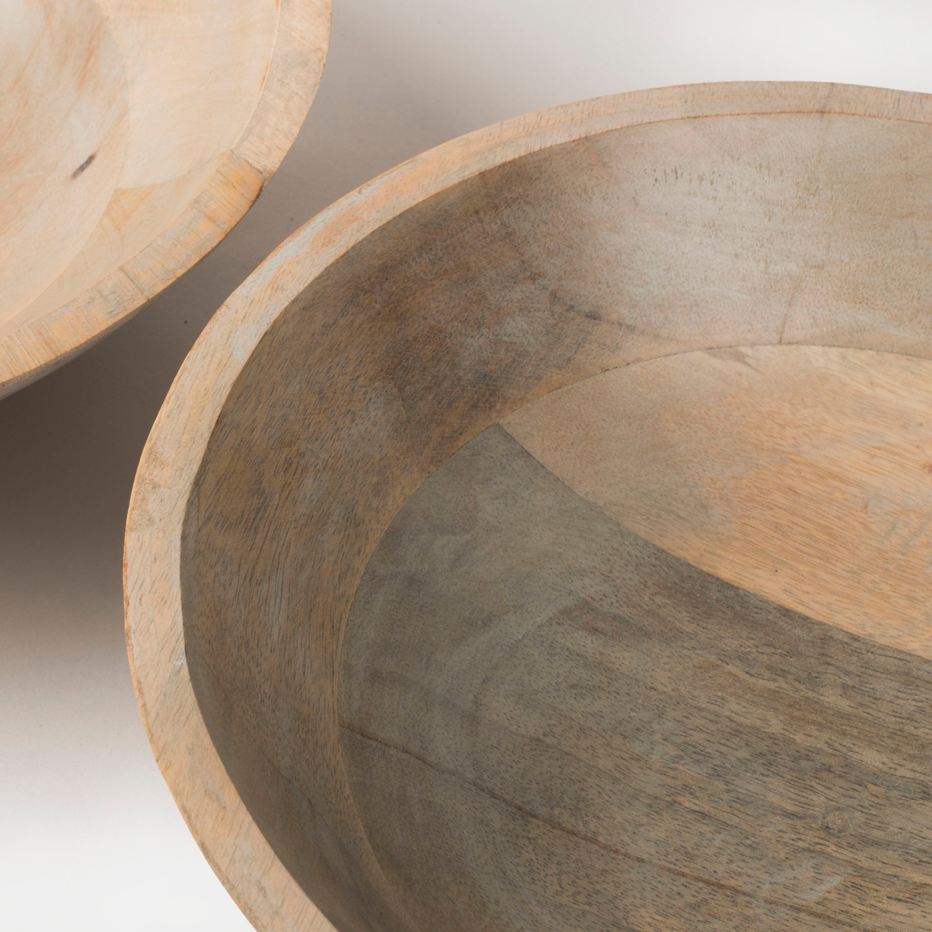 Stackable Mango Wood Bowls - Rustic Grey