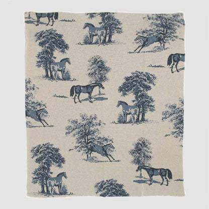 Equestrian Toile - Cotton Sustainable Knit Throw Blanket