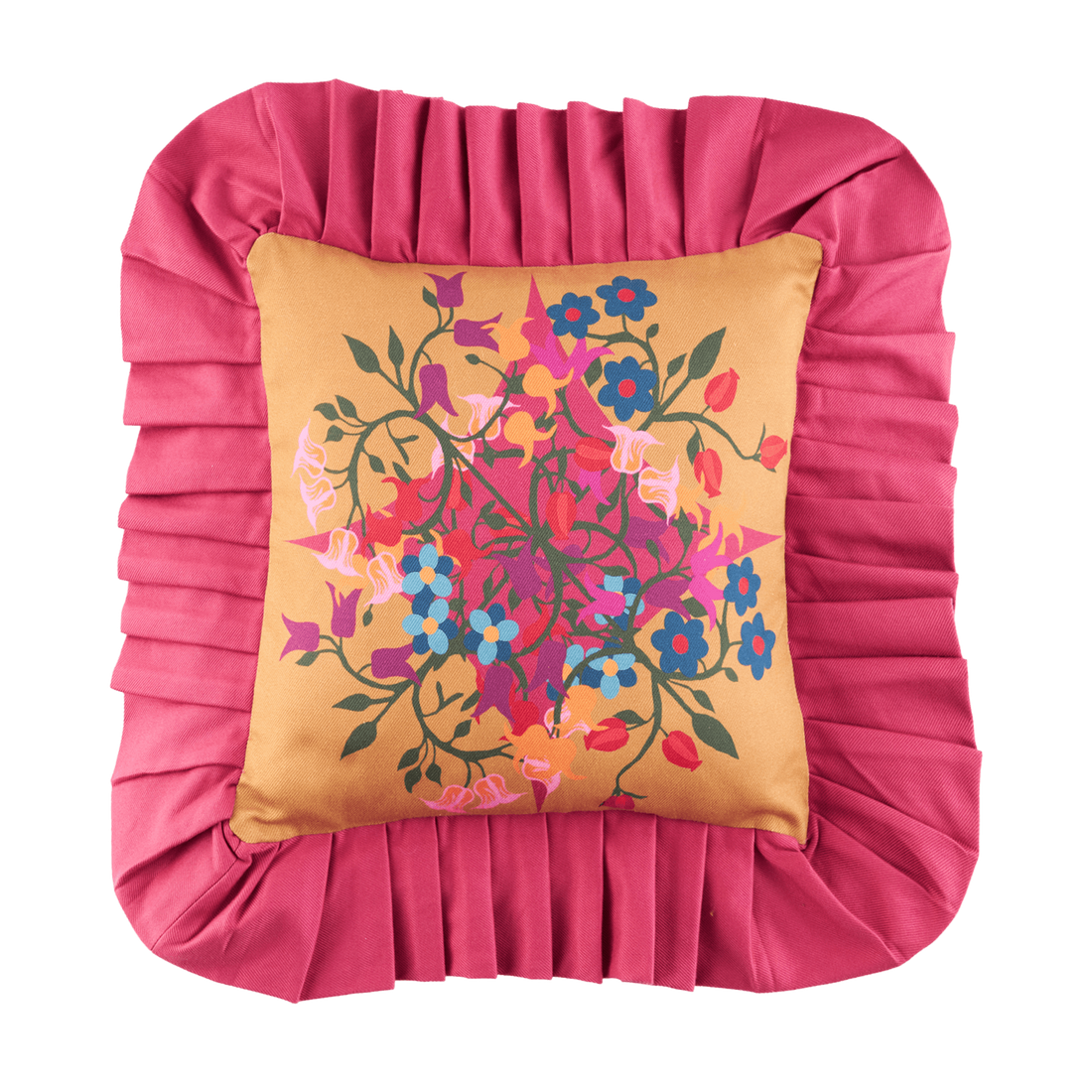 Ruffled Pillow Cover Blumen Orange