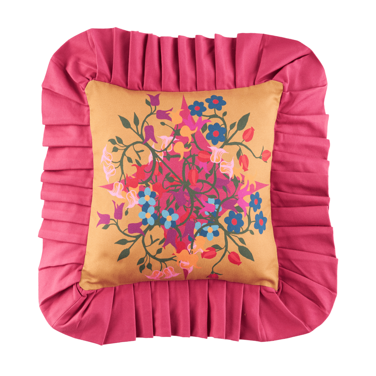 Ruffled Pillow Cover Blumen Orange