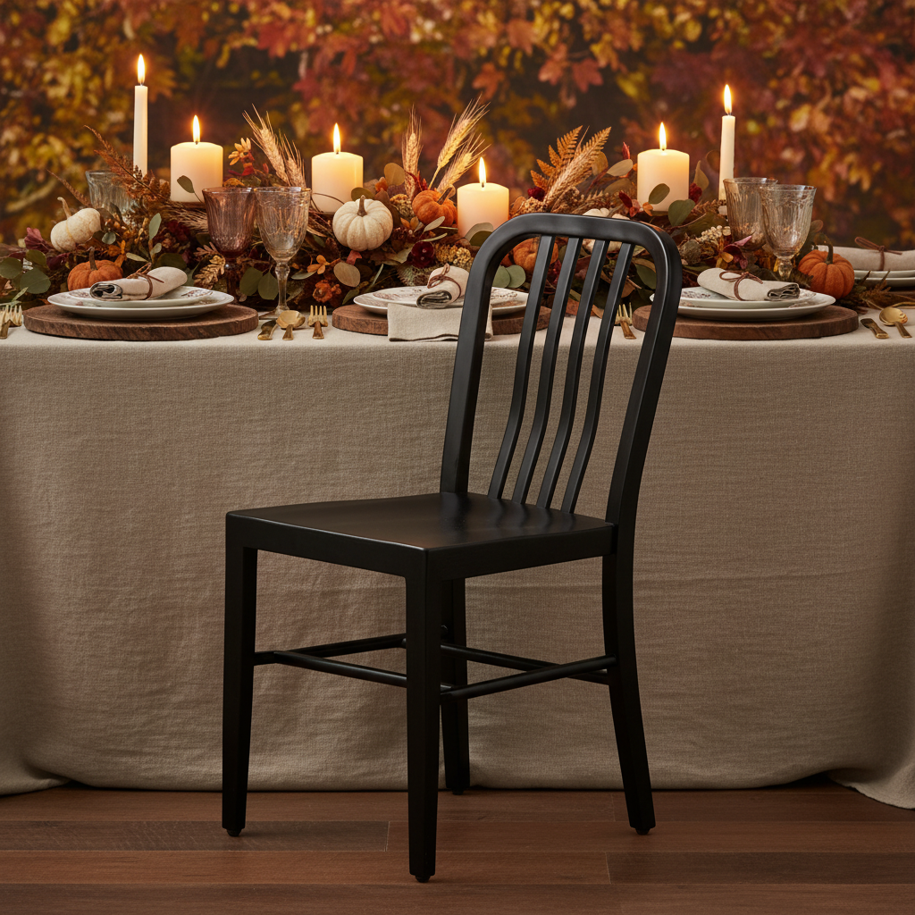 Commercial Grade Black Metal Indoor/Outdoor Dining Chair