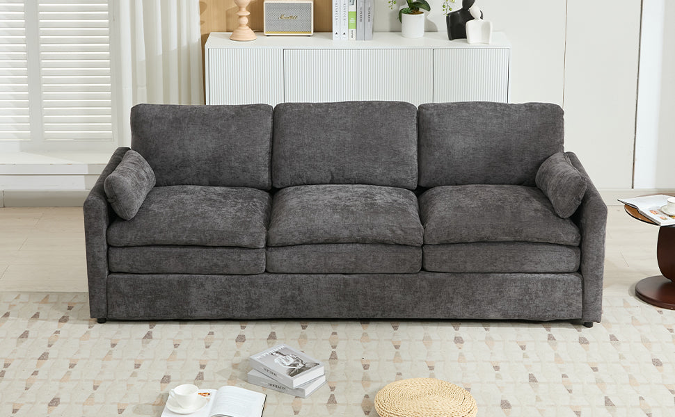 Cozy Upholstered Oversized 3-Seater Cloud Sofa in Dark Gray