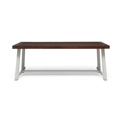 Outdoor Acacia Dining Table with Metal Legs - 79 inch