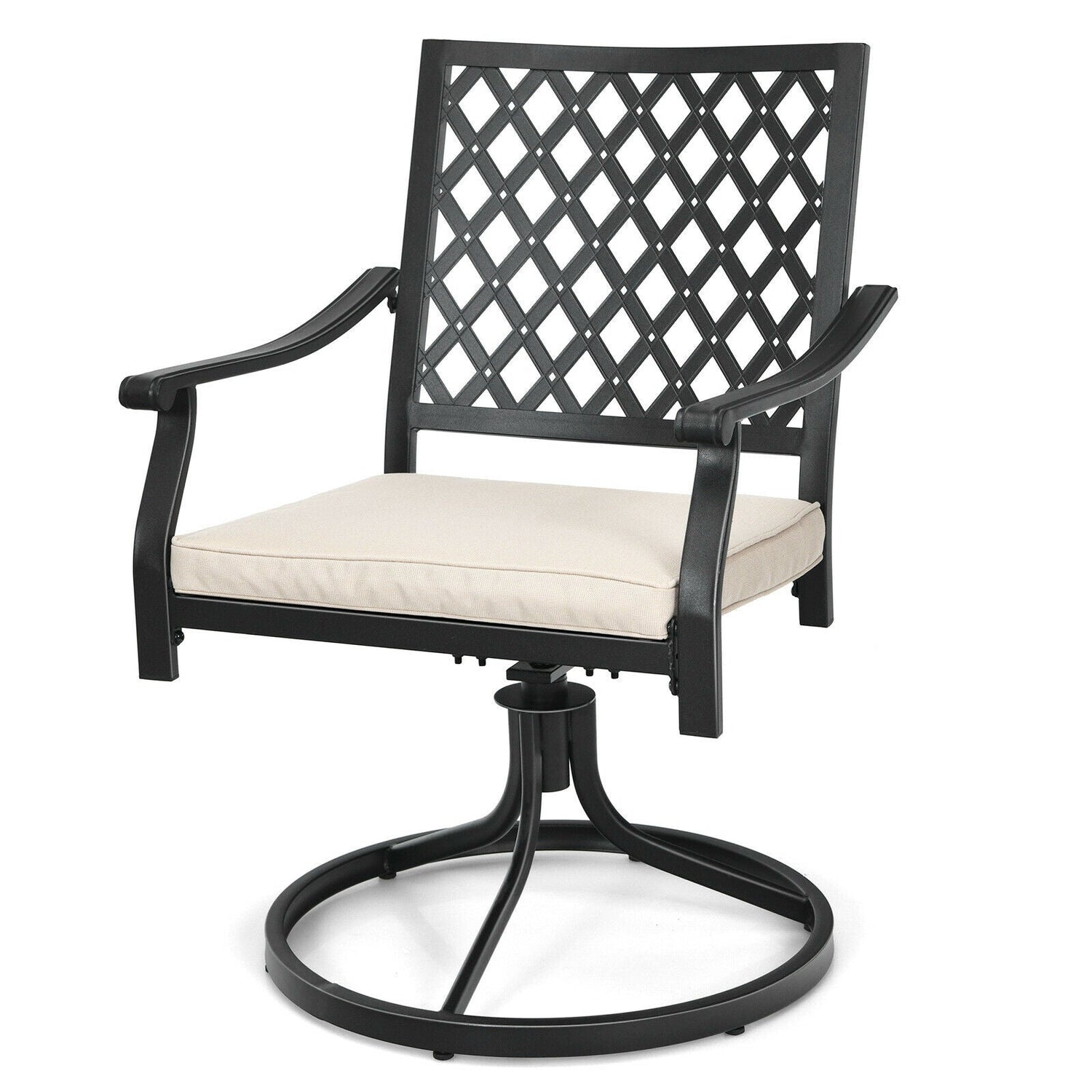 5-Piece Outdoor Patio Dining Set with Tan Cushions