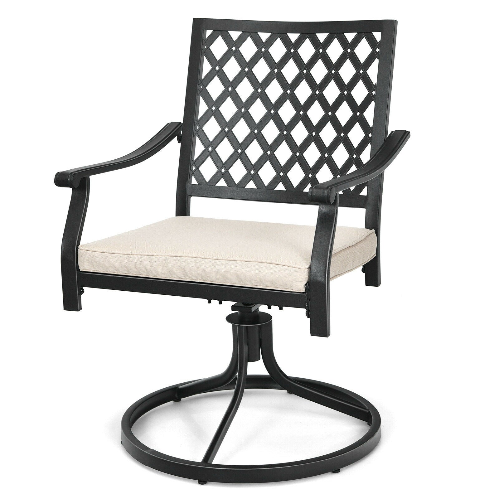 5-Piece Outdoor Patio Dining Set with Tan Cushions