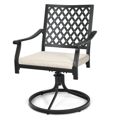 5-Piece Outdoor Patio Dining Set with Tan Cushions