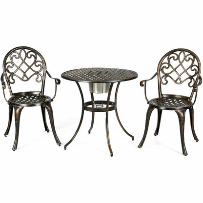 3 Piece Outdoor Bistro Set with Removable Ice Bucket
