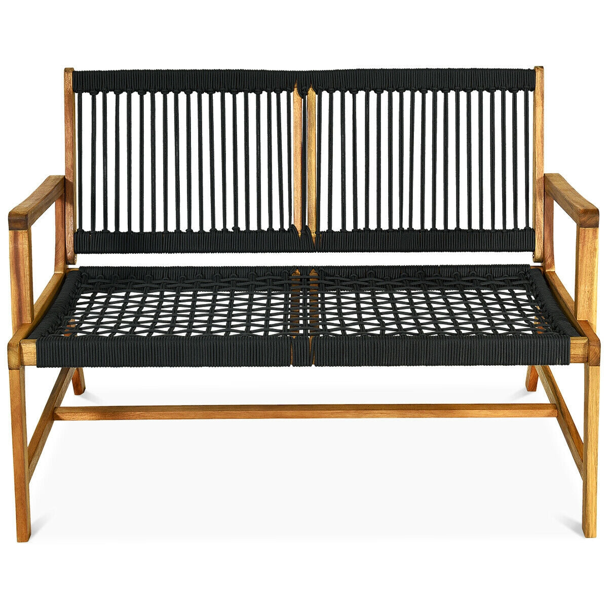 2-Person Acacia Wood Yard Bench for Balcony and Patio - Black