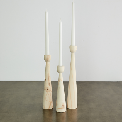 Tapered Candlestick Holders - Cognac, Espresso, Natural