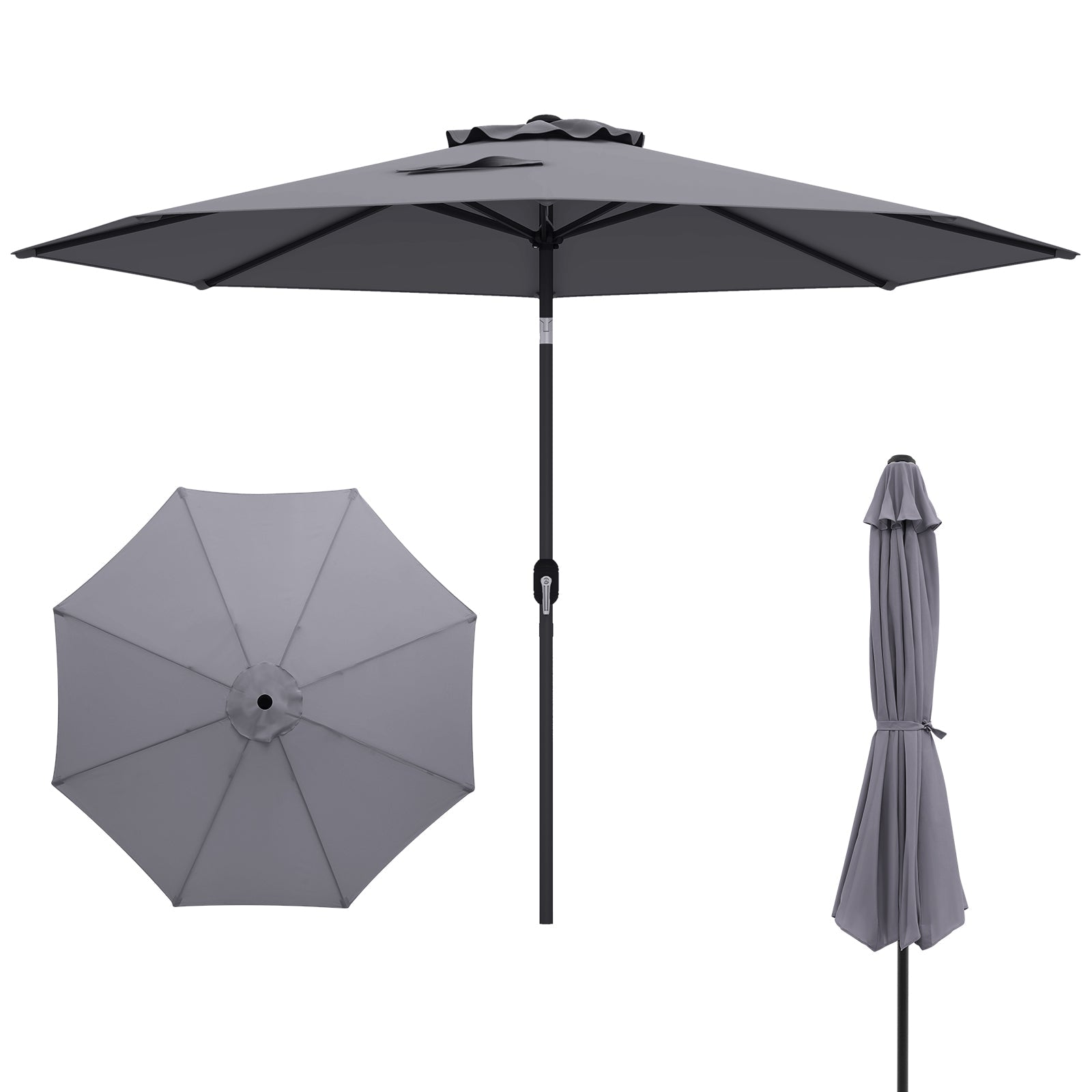 10 Ft Outdoor Patio Umbrella with Tilt and Crank - 7 Colors