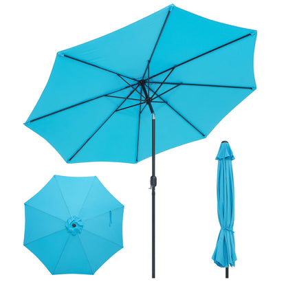 10 Ft Outdoor Patio Umbrella with Tilt and Crank - 7 Colors
