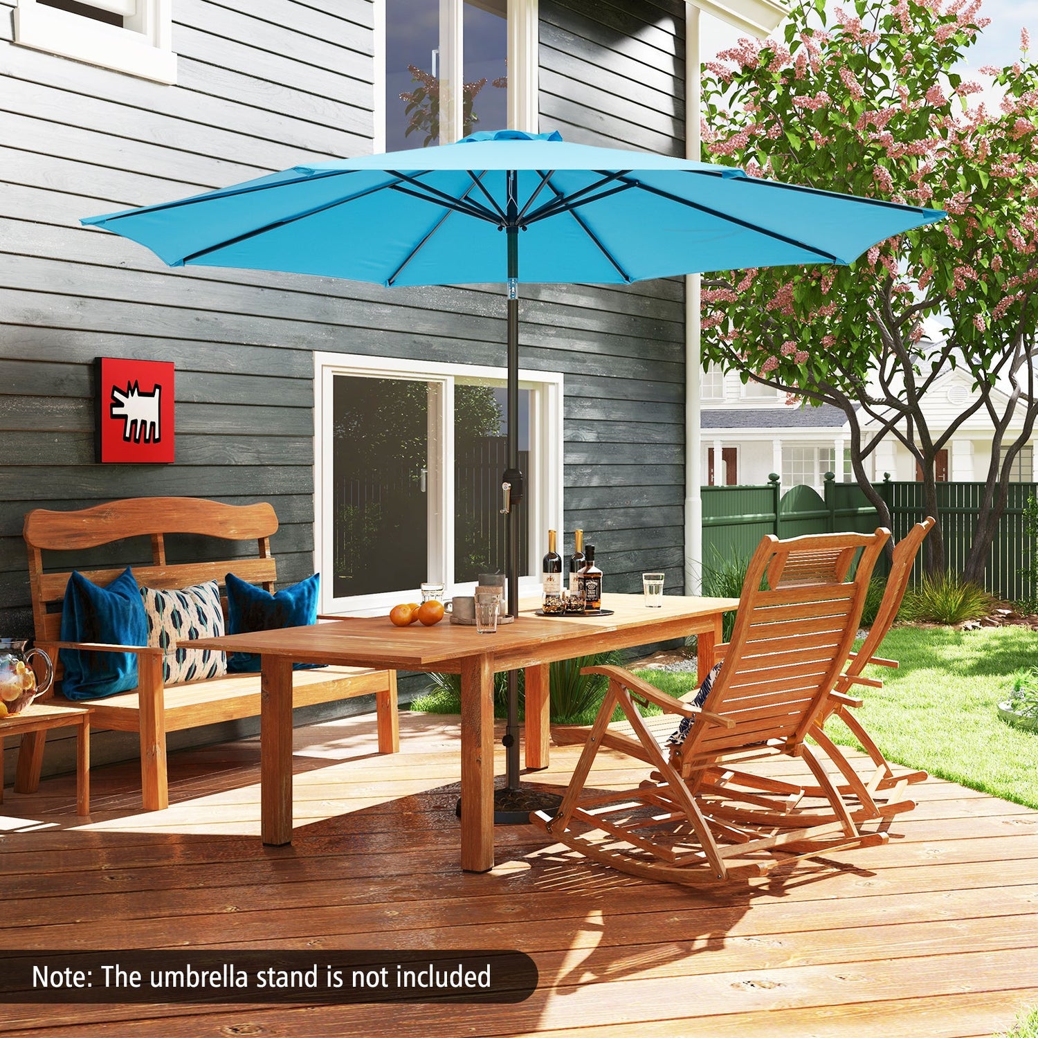 10 Feet Outdoor Patio Umbrella with Tilt Adjustment and Crank Dark Red