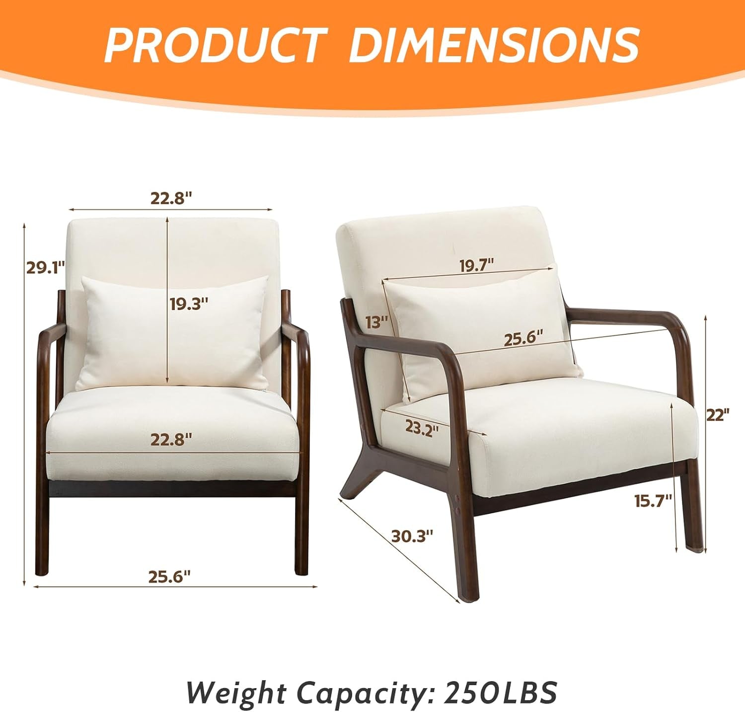 Linen Upholstered Armchair in Creamy White