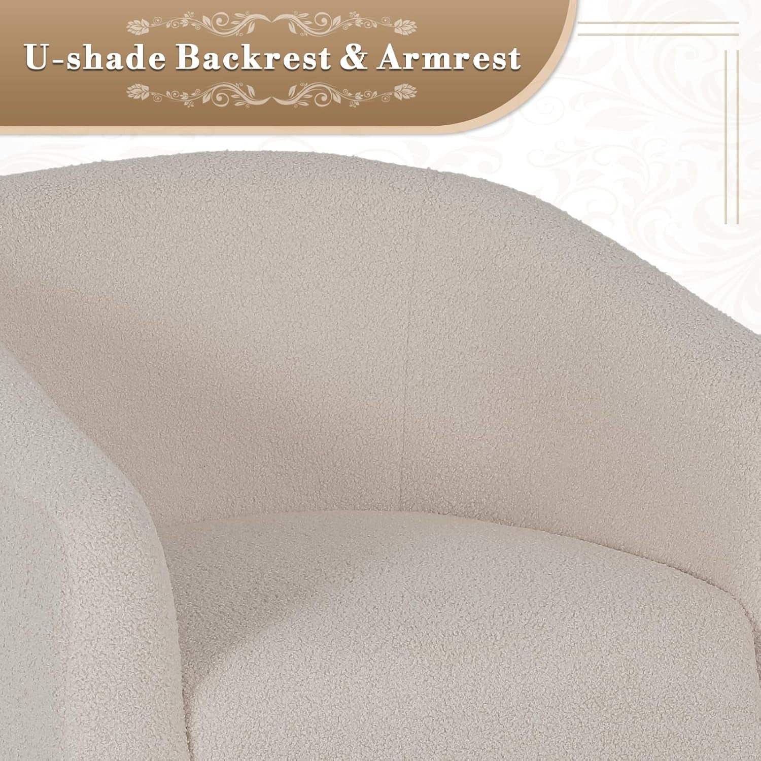 Beige Furry Barrel Accent Chair