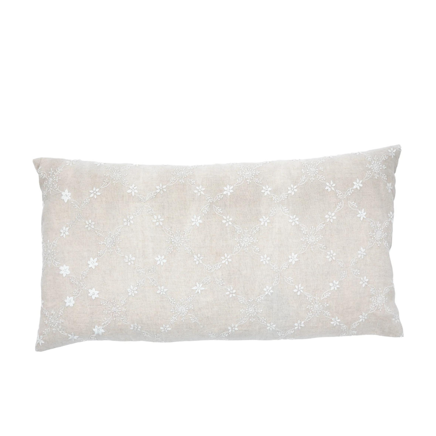 Grace Lucknow Lumbar Pillow Cover Natural Linen